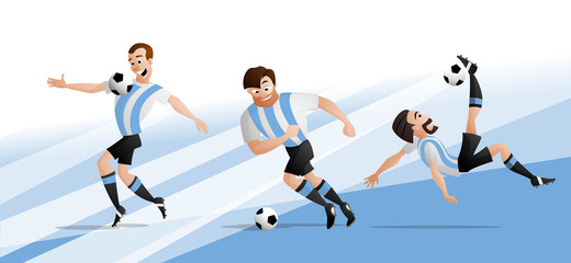 Team Argentina football soccer players set kicking the ball