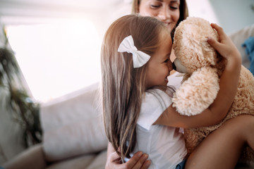 Happy family having fun time at home