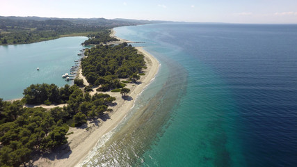 Aerial view of coastline of Kassandra peninsula, Greece