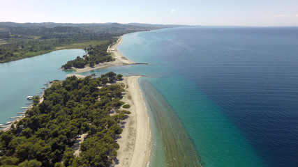 Aerial view of coastline of Kassandra peninsula, Greece