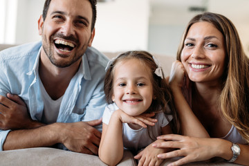 Happy family having fun time at home