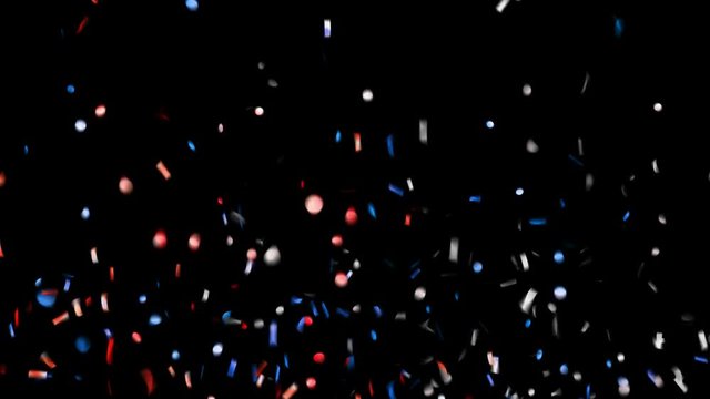 Patriotic confetti explosion and falling down on green screen. Labor day.