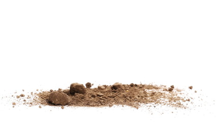 Pile dirt isolated on white background, with clipping path, side view