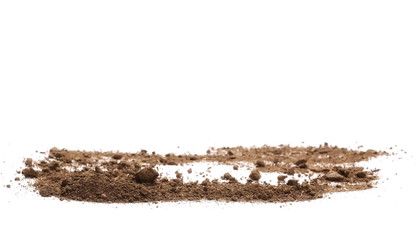 Pile dirt isolated on white background, with clipping path, side view