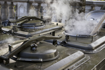 cooking in the field military kitchen, kitchen during the fighting