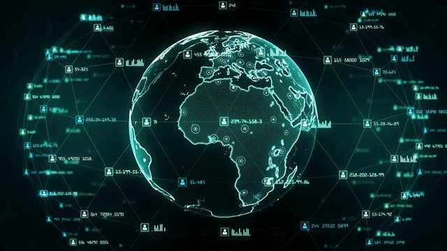 Global network connections. Connecting big data around the world. You can use it for a technology, communication or social media background. Green version. Seamless loop. 4K