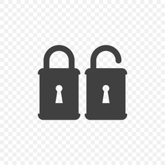Icon of an open and closed lock. Vector on a transparent background