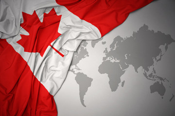 waving colorful national flag of canada.