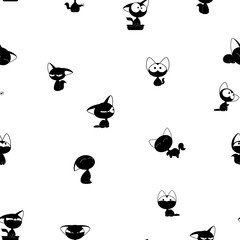 Seamless pattern with black cartoon cats