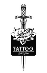 Old school tattoo with swords drawing design vector illustration graphic