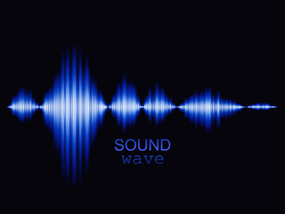 Blue sound wave background. Abstract vector illustration