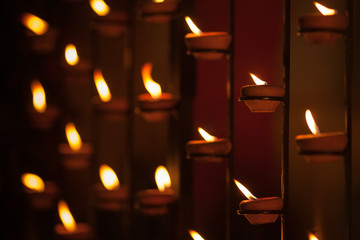 Clay oil icon lamps of a ritual gift of fire in special metal fastenings.