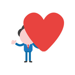 Vector illustration businessman character holding heart