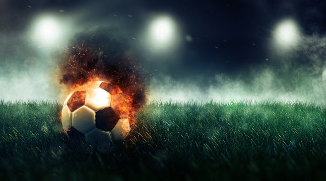 Soccer ball with fire effect