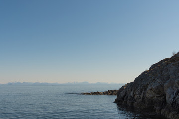 Fototapeta premium View over the harbor of Kabelvag at Lofoten Islands / Norway