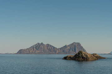 View over the harbor of Kabelvag at Lofoten Islands / Norway