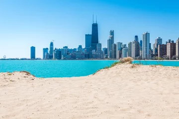 Foto auf Acrylglas Skyline von Chicago am North Beach © XtravaganT