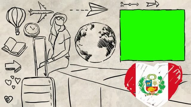 Peru hand drawn tourism
