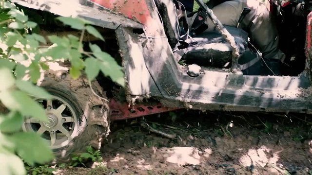 Utv car racing. Mud track.