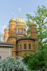 Fototapeta na wymiar Russian Orthodox funerary chapel of Maria Pavlovna in Weimar in Germany
