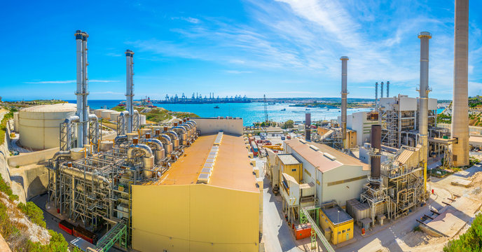 View of Delimara power plant near Marsaxlokk, Malta