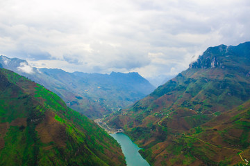 Fototapeta premium Incredible view of rice fields and green mountains in Vietnam