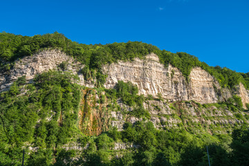 Fototapeta na wymiar Kinchkha Waterfall and small canyon near Kutaisi, Georgia