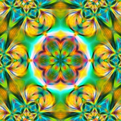 Fantasy sacred geometry modern art. Mystic Indian unique mandala. Oriental round pattern. Diamond and floral kaleidoscope artwork. Feng shui and yoga traditional design. Psychedelic creative print.