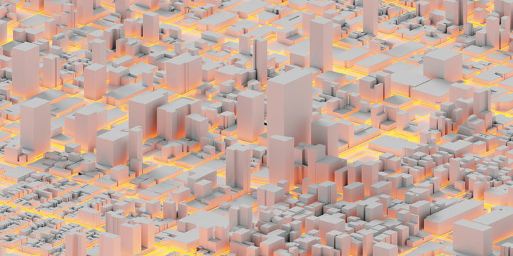 Techno mega city; urban and futuristic technology concepts, original 3d rendering