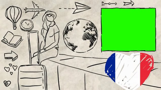 France hand drawn tourism