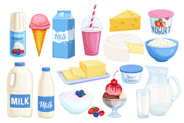set dairy products