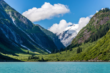 Fototapeta na wymiar Mountains and Valleys Along Alaska's Tracy Arm Fjord