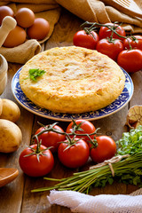 still life with spike typical Spanish potato omelette