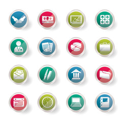 Business and office icons  over colored background- Vector Icon Set
