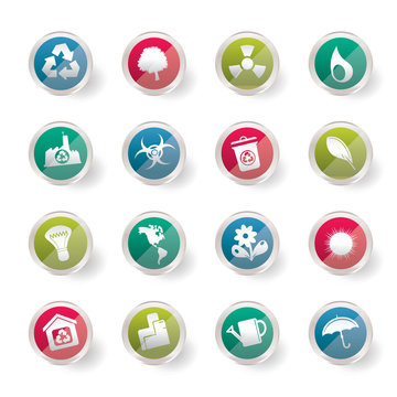 Ecology and Recycling icons over colored background - Vector Icon Set