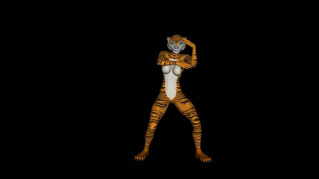 character tiger dancing,Transparent background,3d model