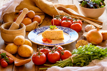 still life with spike typical Spanish potato omelette