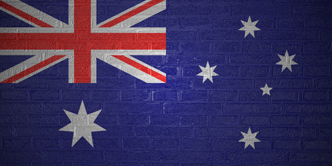 Flag of Australia on brick wall background, 3d illustration