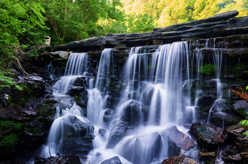 The waterfall in the canyon of Mount Phoenix