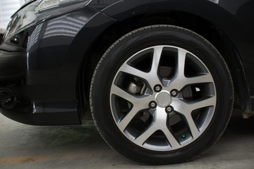 Car wheels close up