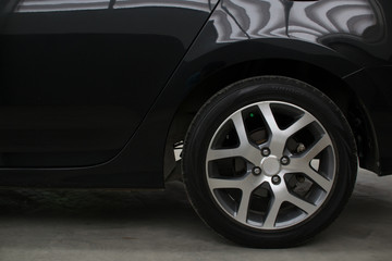 Car wheels close up
