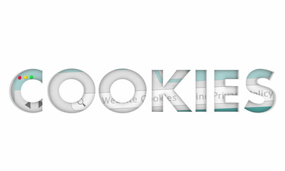 Cookies Website Online Digital Internet Security Privacy Word 3d Render Illustration
