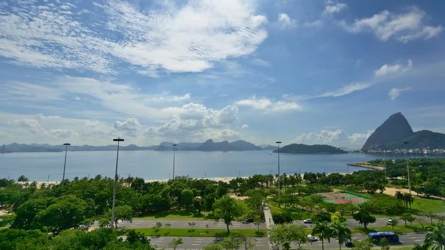 Aterro do Flamengo Park, Guanabara Bay and Sugar Loaf Mountain in a Cloud Day Time-lapse Footage