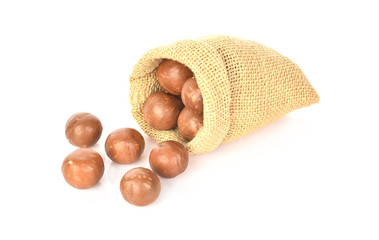 Macadamia nut on white background