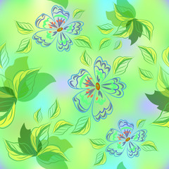 Vector seamless floral pattern, handmade style,