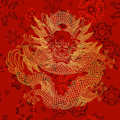 This is a traditionally Chinese ornament with a dragon and clouds.The dragon is the highest ranking animal in the Chinese animal hierarchy. It also represents a state symbol that is an emperor's role.