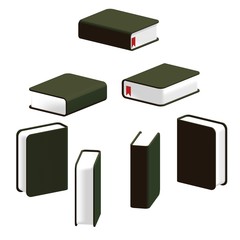 Green Book from multi-angles on Isolated white background - 3D Illustration