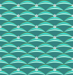 Vector, seamless, background in turquoise and green tones, graphic abstract pattern.