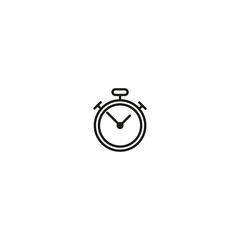 Black flat style of stopwatch icon in simple lines isolated on white background