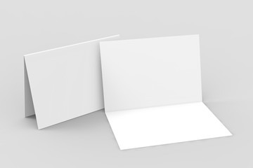 Half-fold brochure blank white template for mock up and presentation design. 3d illustration.